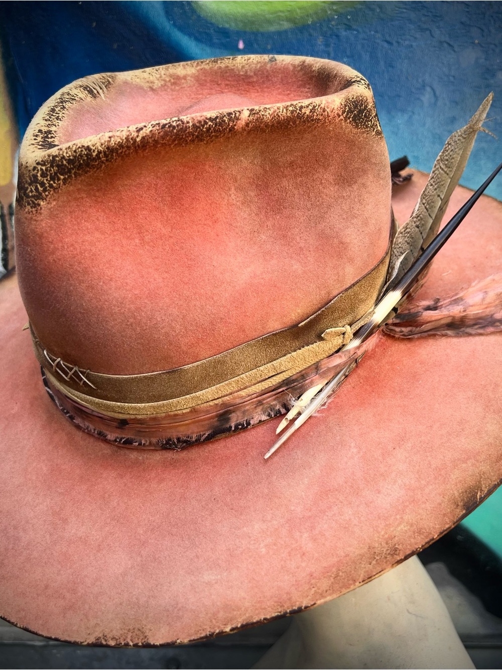 AUTUMN INTERLUDE..An Upcycled Distressed Vintage 5X Cowboy Hat